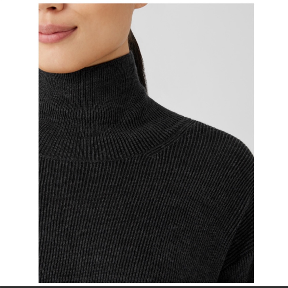 NWT EILEEN FISHER MERINO TURTLENECK TOP IN RESPONSIBLE WOOL - Picture 2 of 16